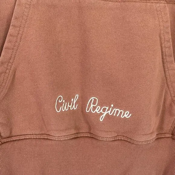 Civil Regime Eagle Dragon Military Styled Hoodie Mens Size Small Dusty Rose - Picture 3 of 8